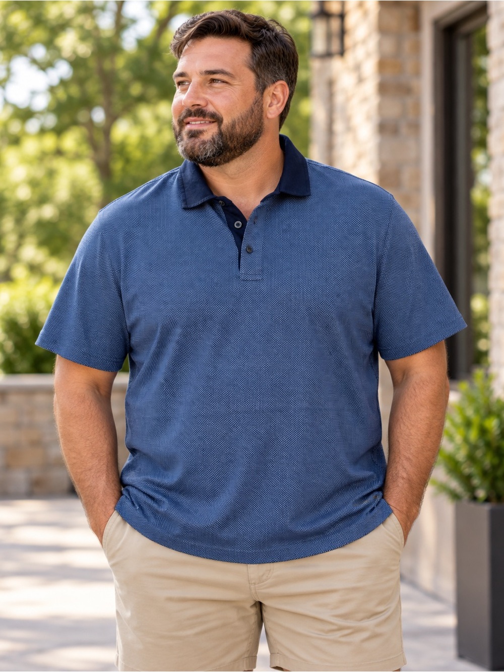 Rodd & Gunn Sports Fit Polo Shirt 2XL Blue Micro Print Cotton Blend